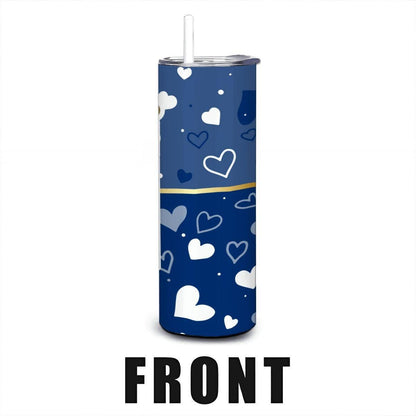 ColorFlow | Kansas City Inspired Royals Hearts Straight Tumbler 20oz Stainless Steel Drinkware Optional Personalization