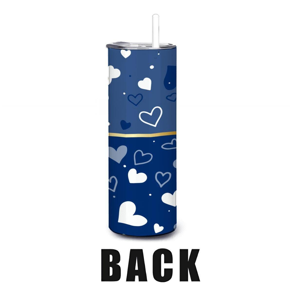ColorFlow | Kansas City Inspired Royals Hearts Straight Tumbler 20oz Stainless Steel Drinkware Optional Personalization