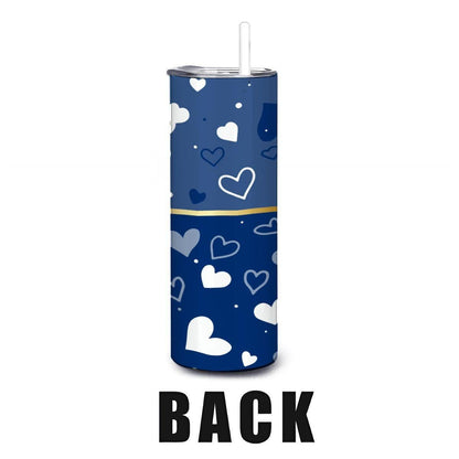 ColorFlow | Kansas City Inspired Royals Hearts Straight Tumbler 20oz Stainless Steel Drinkware Optional Personalization
