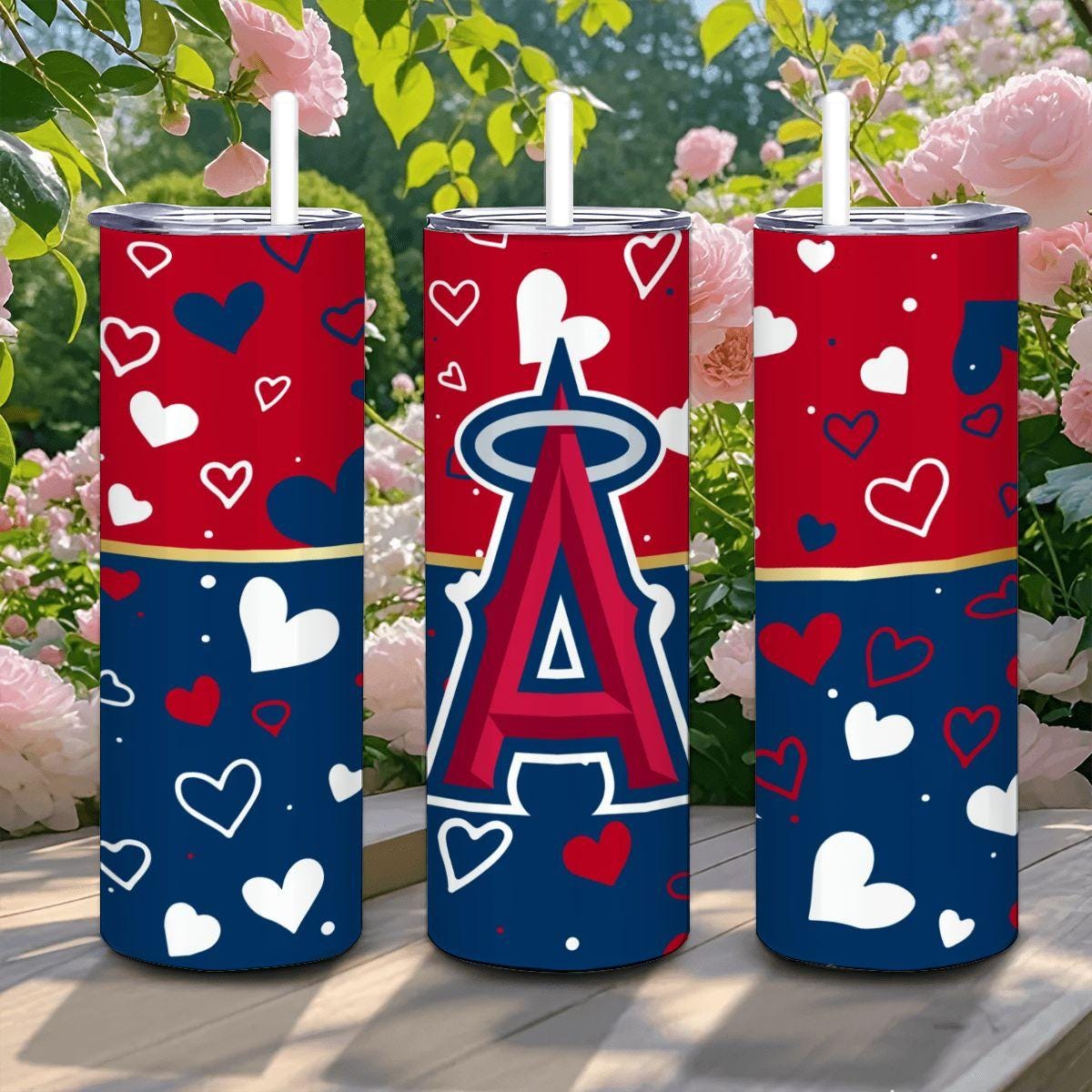 ColorFlow | Los Angeles Inspired Angels Hearts Straight Tumbler 20oz Stainless Steel Drinkware Optional Personalization