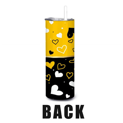 ColorFlow | Pittsburgh Inspired Pirates Hearts Straight Tumbler 20oz Stainless Steel Drinkware Optional Personalization