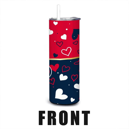 ColorFlow | Atlanta Inspired Braves Hearts Straight Tumbler 20oz Stainless Steel Drinkware Optional Personalization
