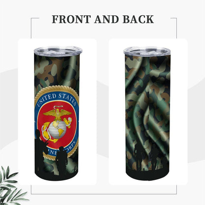 ColorFlow | Military Marine Inspired 20oz Straight Stainless Steel Tumbler Camouflage Patriotic Travel Cup