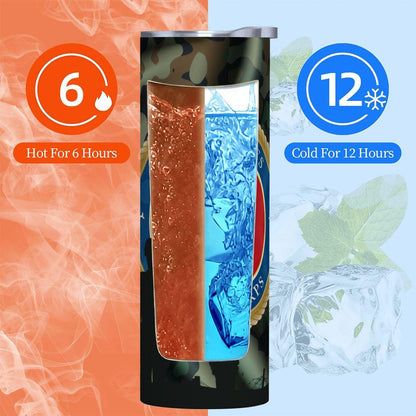ColorFlow | Military Marine Inspired 20oz Straight Stainless Steel Tumbler Camouflage Patriotic Travel Cup