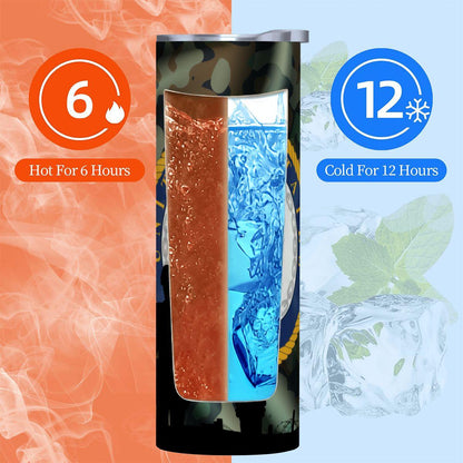 ColorFlow | Navy Inspired 20oz Straight Stainless Steel Tumbler Camouflage Patriotic Insulated Travel Cup