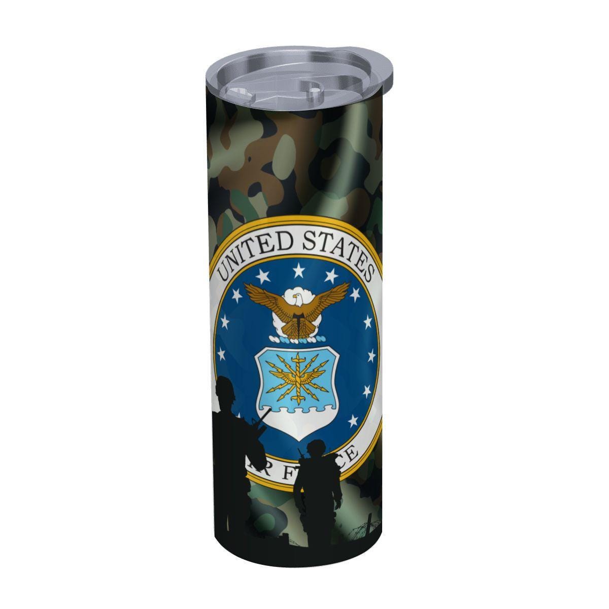 ColorFlow | Air Force Inspired 20oz Straight Stainless Steel Tumbler Patriotic Camouflage Insulated Travel Cup
