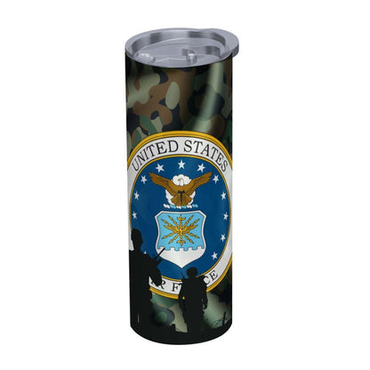 ColorFlow | Air Force Inspired 20oz Straight Stainless Steel Tumbler Patriotic Camouflage Insulated Travel Cup