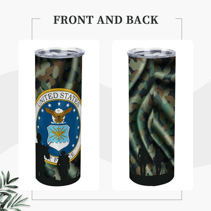 ColorFlow | Air Force Inspired 20oz Straight Stainless Steel Tumbler Patriotic Camouflage Insulated Travel Cup