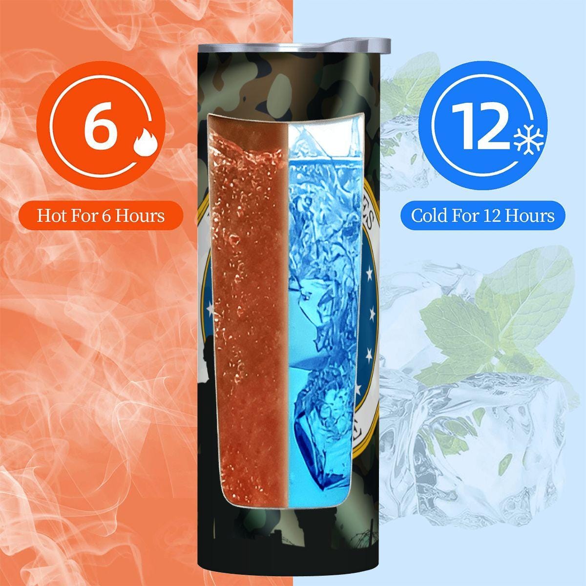 ColorFlow | Air Force Inspired 20oz Straight Stainless Steel Tumbler Patriotic Camouflage Insulated Travel Cup