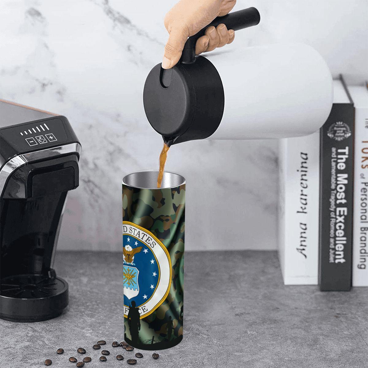 ColorFlow | Air Force Inspired 20oz Straight Stainless Steel Tumbler Patriotic Camouflage Insulated Travel Cup