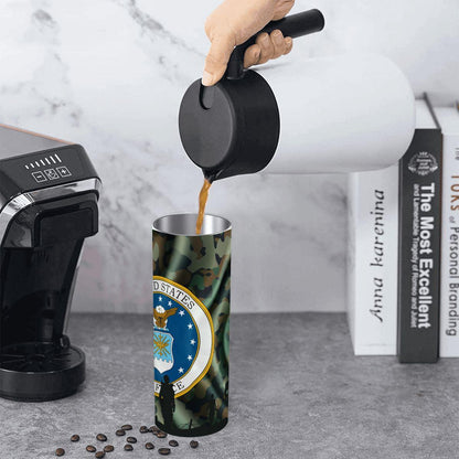 ColorFlow | Air Force Inspired 20oz Straight Stainless Steel Tumbler Patriotic Camouflage Insulated Travel Cup