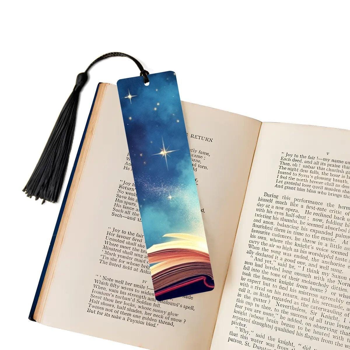 ColorFlow | Magical Celestial Book Metal Bookmark Starry Night Fantasy Reading Lover Gift | Optional Personalization