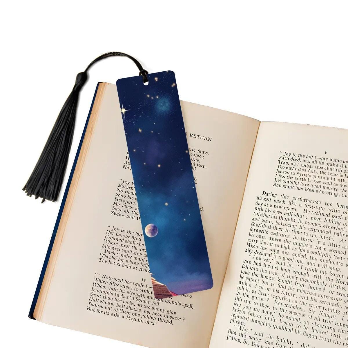 ColorFlow | Celestial Night Sky Book Metal Bookmark Cosmic Stars Space Reading Lover Gift | Optional Personalization