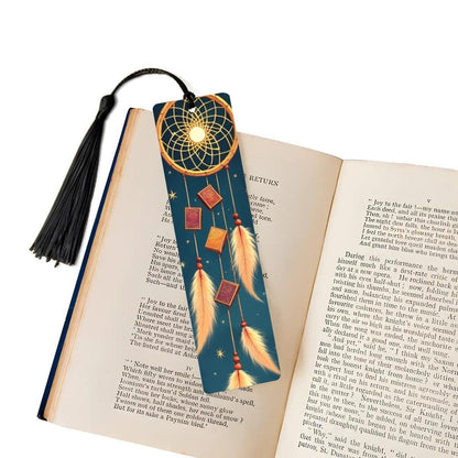 ColorFlow | Golden Dreamcatcher Feathers Metal Bookmark Boho Celestial Book Lover Gift | Optional Personalization