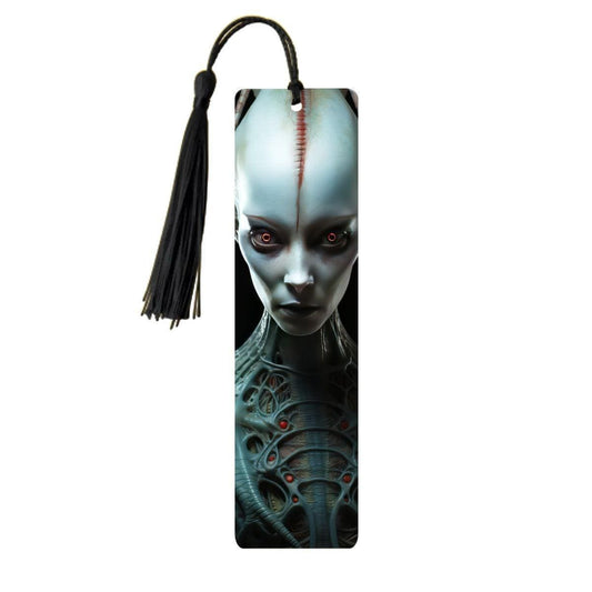 ColorFlow | Biomech Alien Metal Bookmark Sci Fi Extraterrestrial Red Eye Futuristic Dark Fantasy Art | Optional Personalization