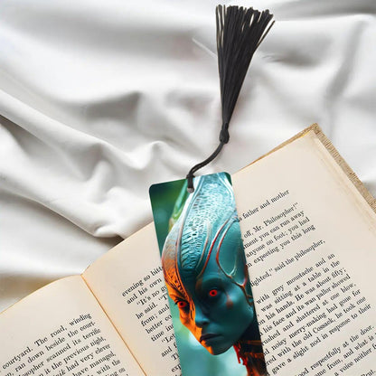 ColorFlow | Biomech Forest Alien Metal Bookmark Sci Fi Extraterrestrial Red Eye Futuristic Cosmic Art Design | Optional Personalization