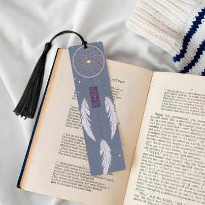 ColorFlow | Boho Dreamcatcher Feather Metal Bookmark Celestial White Feather Spiritual Book Gift | Optional Personalization