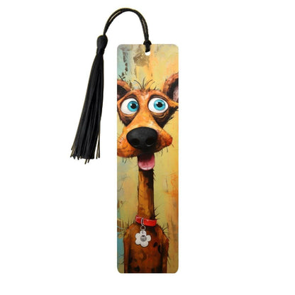 ColorFlow | Bright Blue Eyed Dog Art Metal Bookmark Cheerful Pet Lover Gift for Readers | Optional Personalization