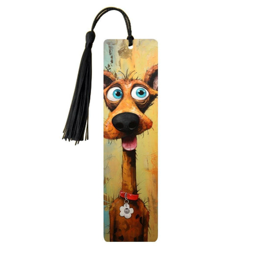 ColorFlow | Bright Blue Eyed Dog Art Metal Bookmark Cheerful Pet Lover Gift for Readers | Optional Personalization