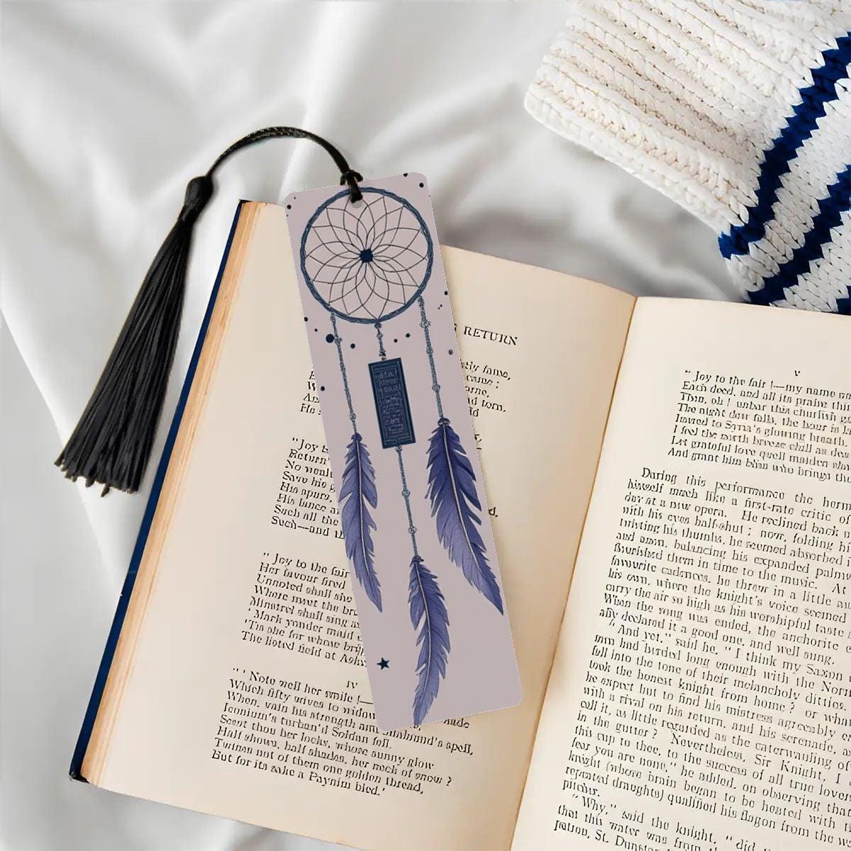 ColorFlow | Boho Dreamcatcher Feathers Metal Bookmark Spiritual Bohemian Reading Gift | Optional Personalization