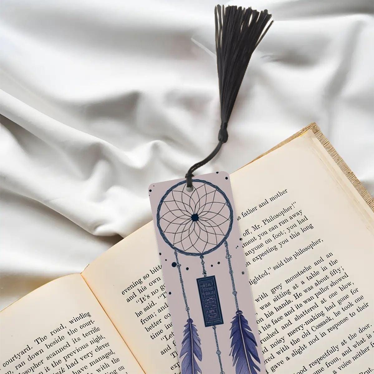 ColorFlow | Boho Dreamcatcher Feathers Metal Bookmark Spiritual Bohemian Reading Gift | Optional Personalization