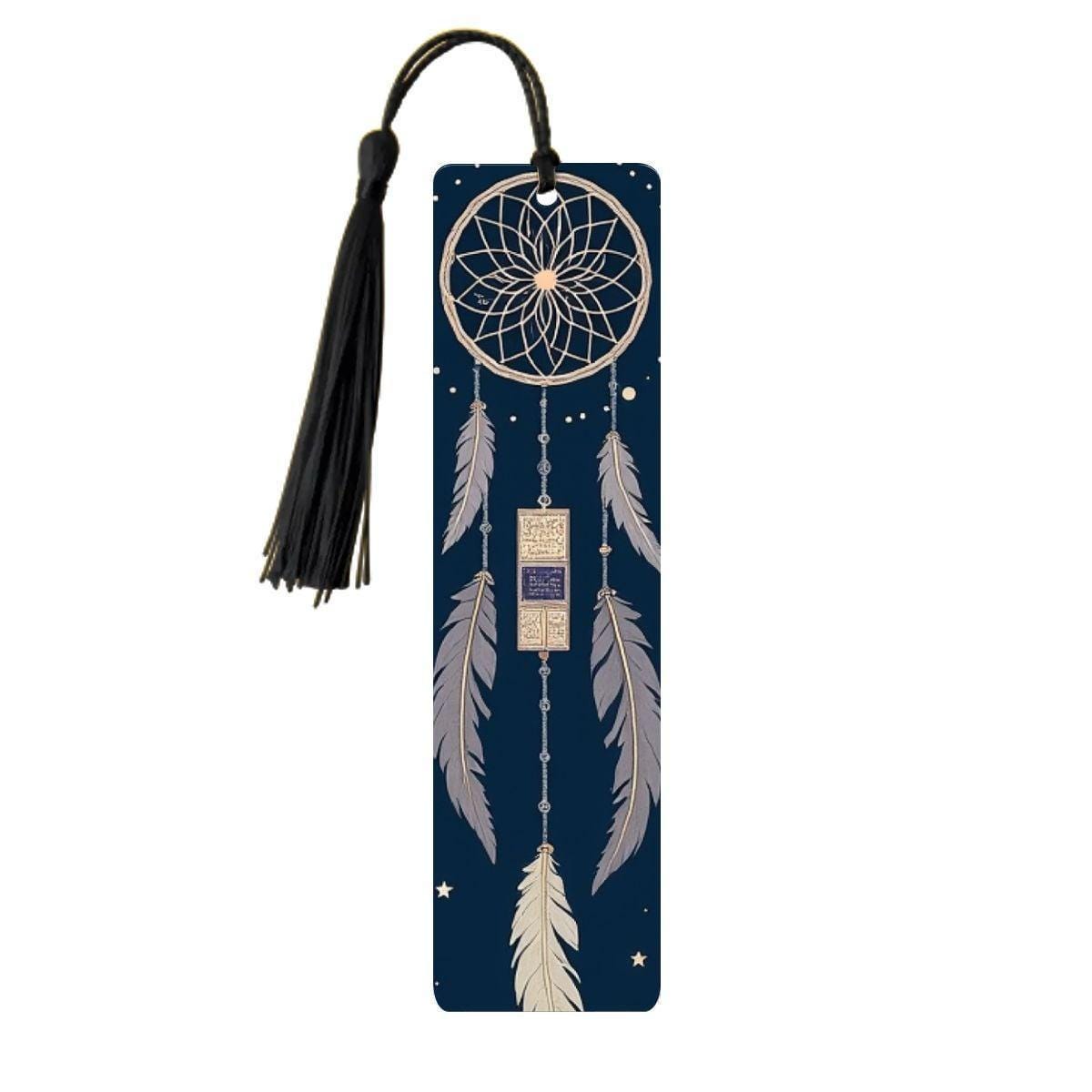 ColorFlow | Celestial Dreamcatcher Feather Metal Bookmark Boho Mystic Reading Accessory Gift | Optional Personalization
