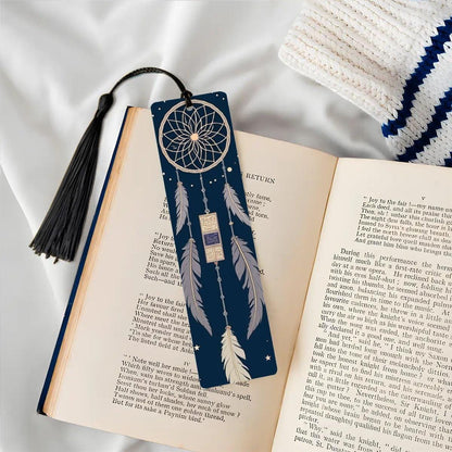 ColorFlow | Celestial Dreamcatcher Feather Metal Bookmark Boho Mystic Reading Accessory Gift | Optional Personalization