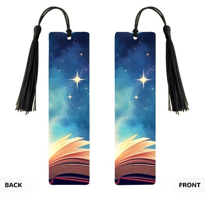 ColorFlow | Celestial Moon and Stars Book Metal Bookmark Magical Night Sky Reading Gift | Optional Personalization