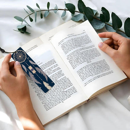 ColorFlow | Celestial Dreamcatcher Feather Metal Bookmark Boho Mystic Reading Accessory Gift | Optional Personalization