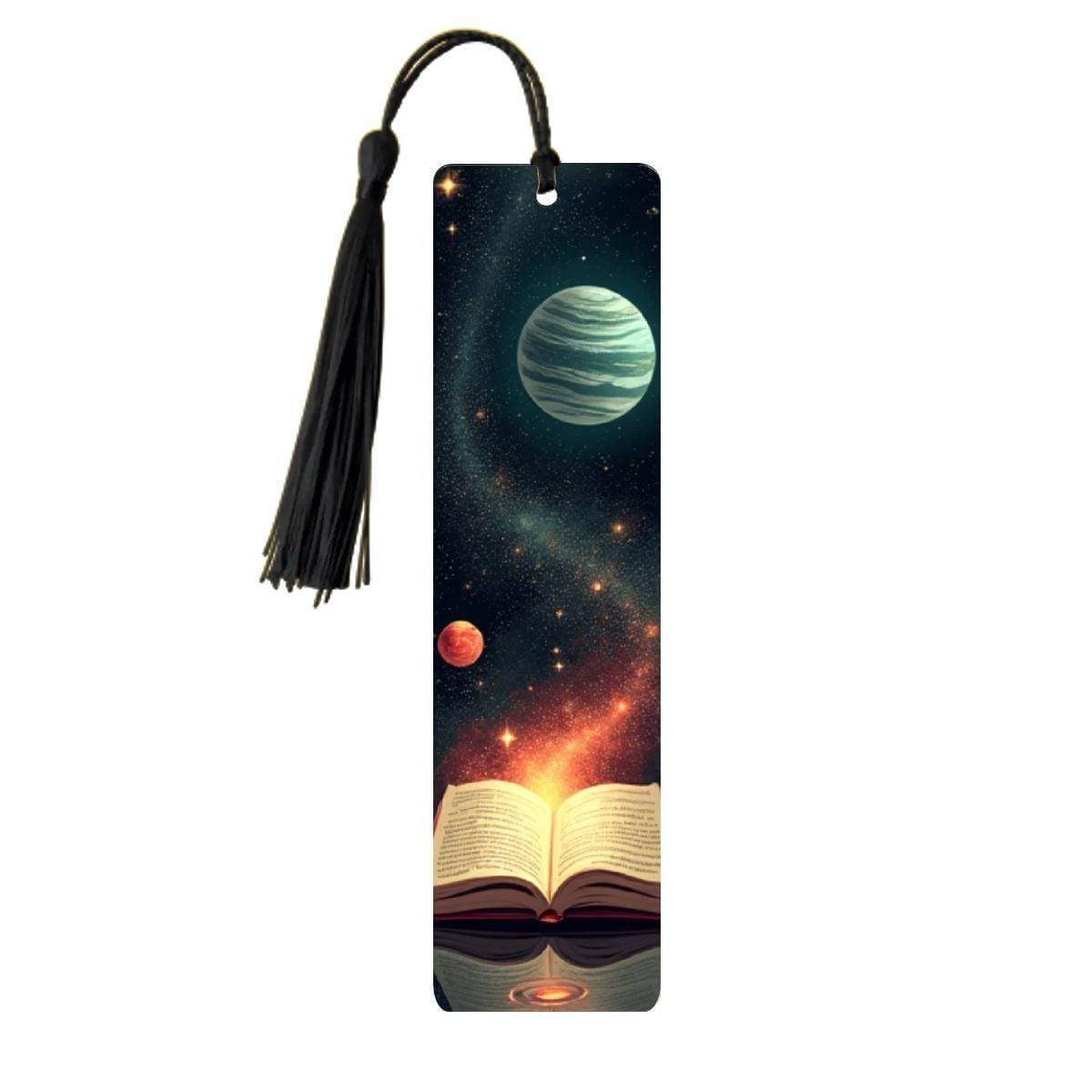 ColorFlow | Celestial Planets Galaxy Book Metal Bookmark Cosmic Space Fantasy Reading Gift | Optional Personalization
