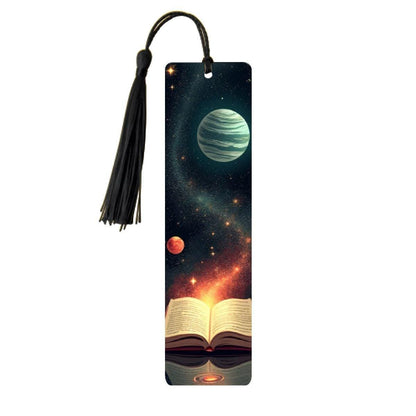 ColorFlow | Celestial Planets Galaxy Book Metal Bookmark Cosmic Space Fantasy Reading Gift | Optional Personalization