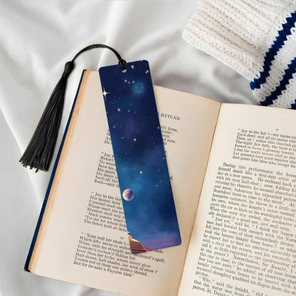 ColorFlow | Celestial Night Sky Book Metal Bookmark Cosmic Stars Space Reading Lover Gift | Optional Personalization