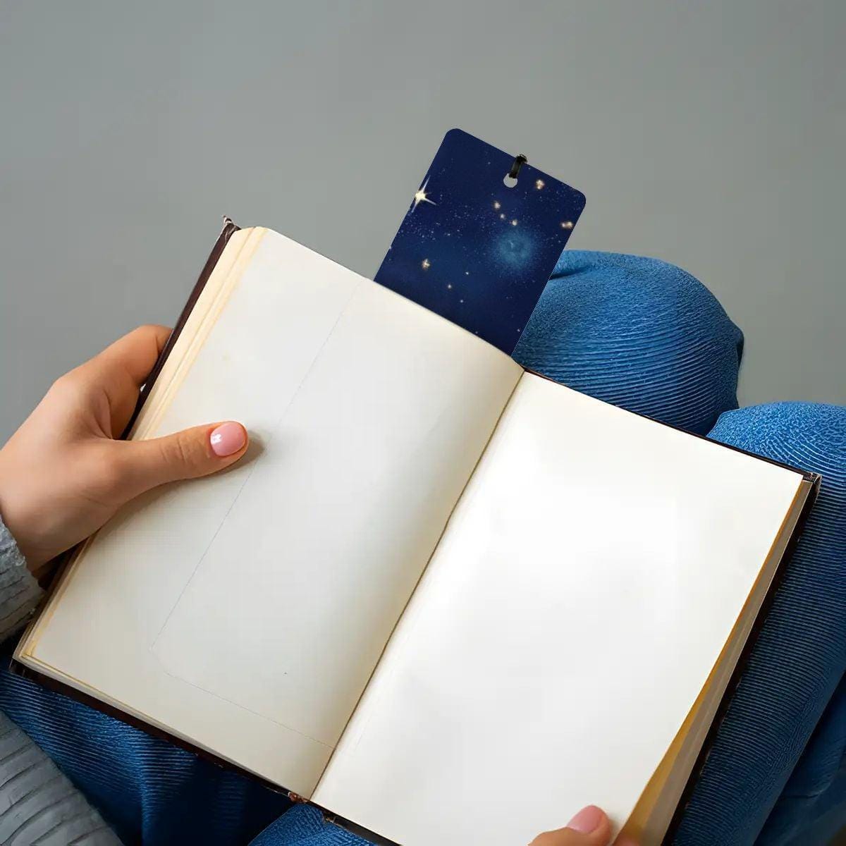 ColorFlow | Celestial Night Sky Book Metal Bookmark Cosmic Stars Space Reading Lover Gift | Optional Personalization