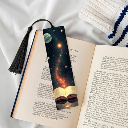 ColorFlow | Cosmic Galaxy Book Metal Bookmark Celestial Space Art Reading Lover Gift | Optional Personalization