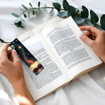 ColorFlow | Cosmic Galaxy Book Metal Bookmark Celestial Space Art Reading Lover Gift | Optional Personalization