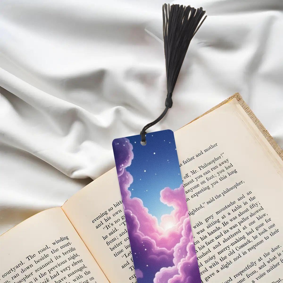ColorFlow | Cosmic Nebula Heart Metal Bookmark Pink Blue Galaxy Swirl Fantasy Book Gift | Optional Personalization