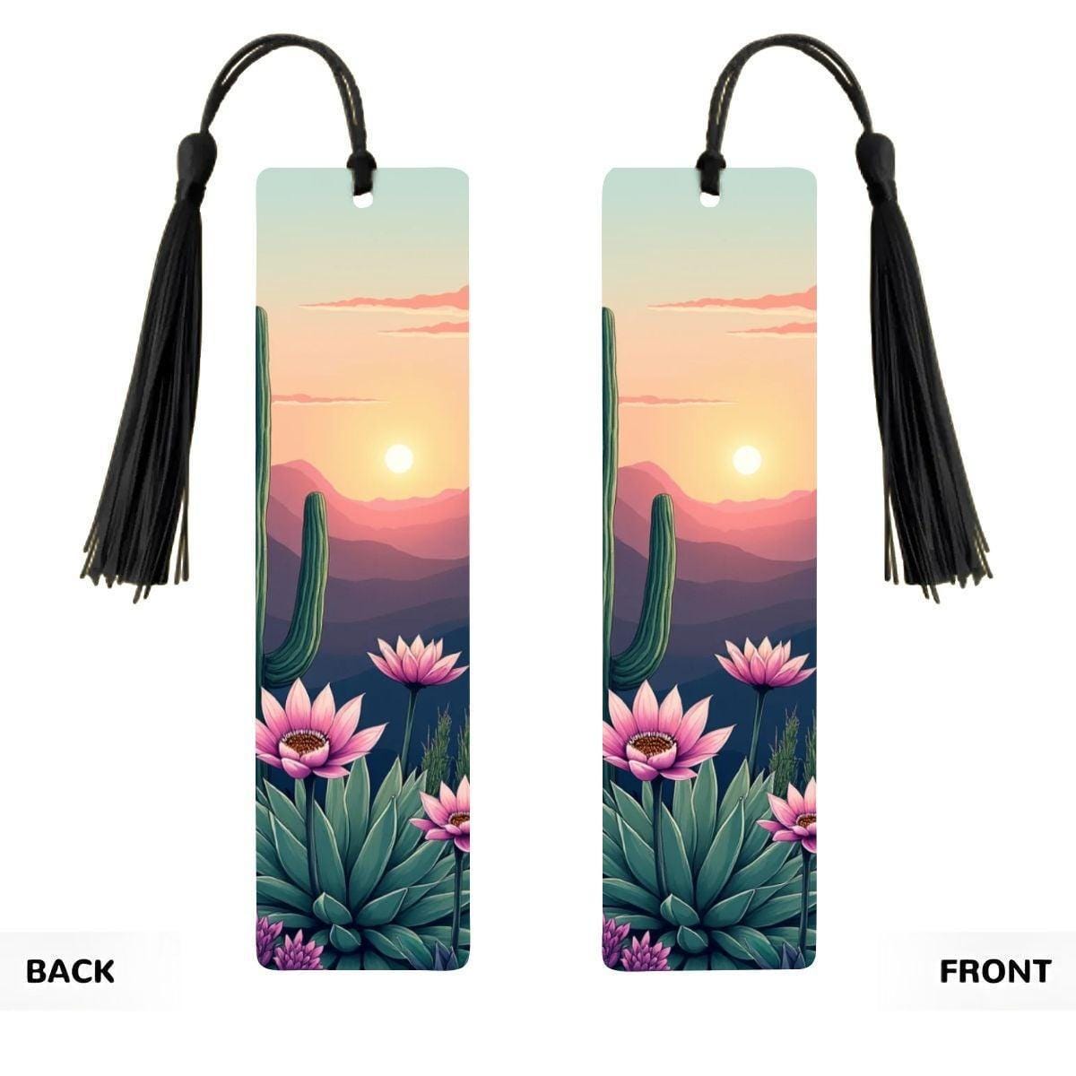 ColorFlow | Desert Sunrise Cactus Flower Metal Bookmark Southwest Floral Landscape Reading Gift | Optional Personalization