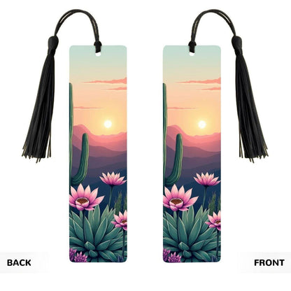 ColorFlow | Desert Sunrise Cactus Flower Metal Bookmark Southwest Floral Landscape Reading Gift | Optional Personalization