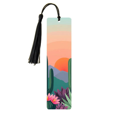 ColorFlow | Desert Sunset Cactus Art Metal Bookmark Vibrant Southwest Landscape Reading Gift | Optional Personalization
