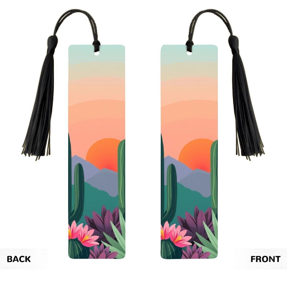 ColorFlow | Desert Sunset Cactus Art Metal Bookmark Vibrant Southwest Landscape Reading Gift | Optional Personalization