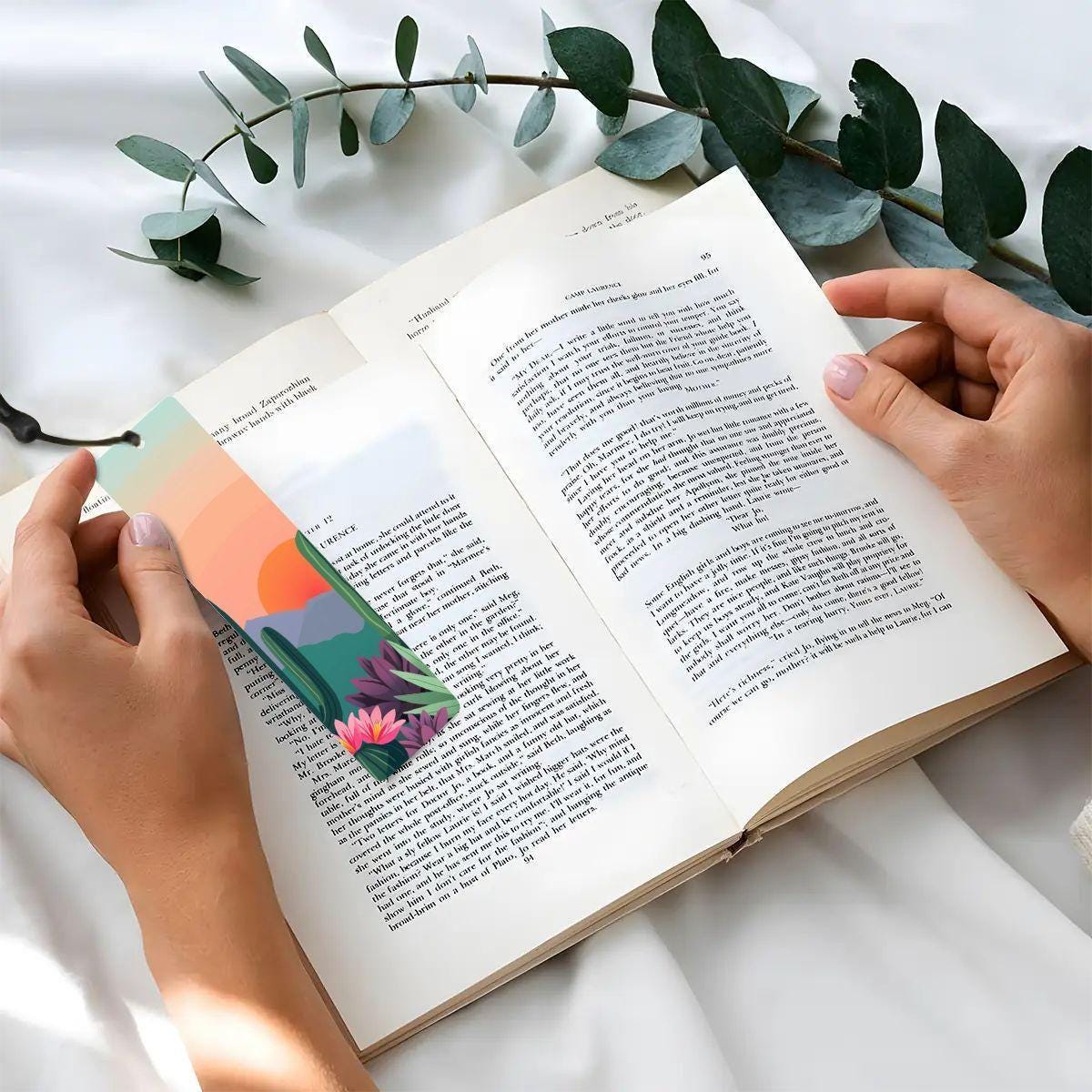 ColorFlow | Desert Sunset Cactus Art Metal Bookmark Vibrant Southwest Landscape Reading Gift | Optional Personalization