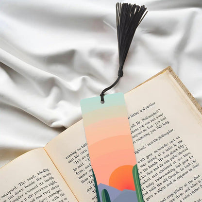 ColorFlow | Desert Sunset Cactus Art Metal Bookmark Vibrant Southwest Landscape Reading Gift | Optional Personalization