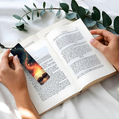 ColorFlow | Enchanted Galaxy Book Metal Bookmark Cosmic Starry Night Fantasy Reading Gift | Optional Personalization
