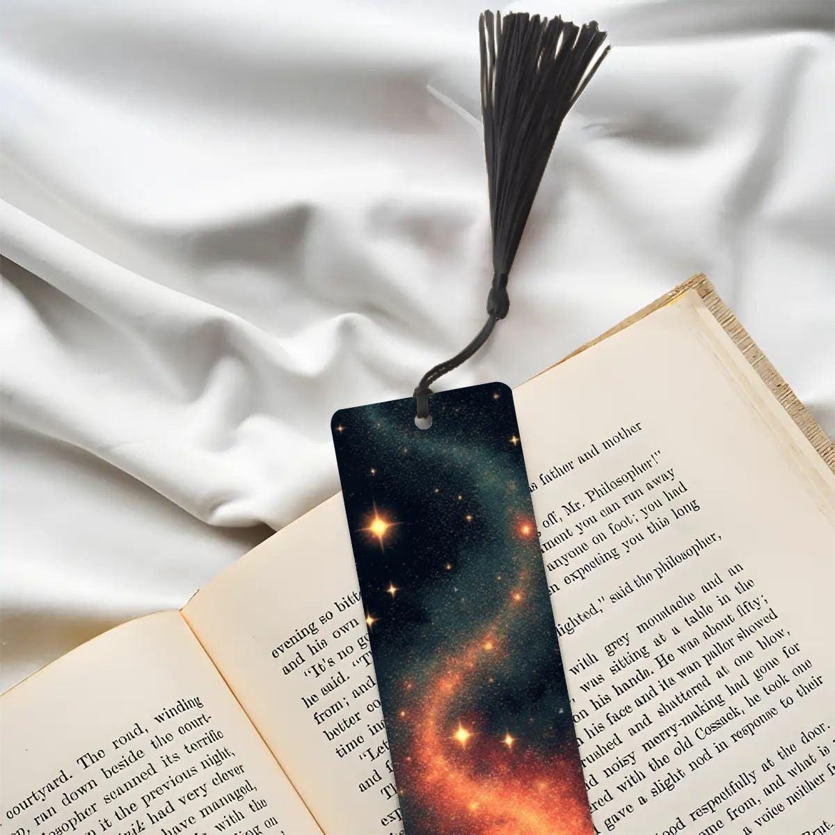 ColorFlow | Enchanted Galaxy Book Metal Bookmark Cosmic Starry Night Fantasy Reading Gift | Optional Personalization