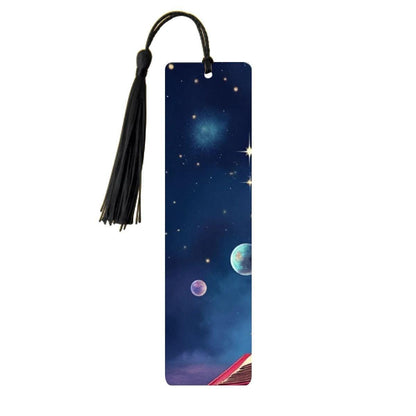 ColorFlow | Galaxy Planets Night Sky Book Metal Bookmark Cosmic Stars Fantasy Reading Gift | Optional Personalization