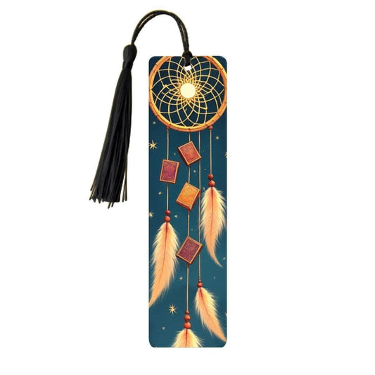 ColorFlow | Golden Dreamcatcher Feathers Metal Bookmark Boho Celestial Book Lover Gift | Optional Personalization