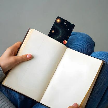 ColorFlow | Galaxy Planets Book Metal Bookmark Celestial Cosmic Space Reading Lover Gift | Optional Personalization