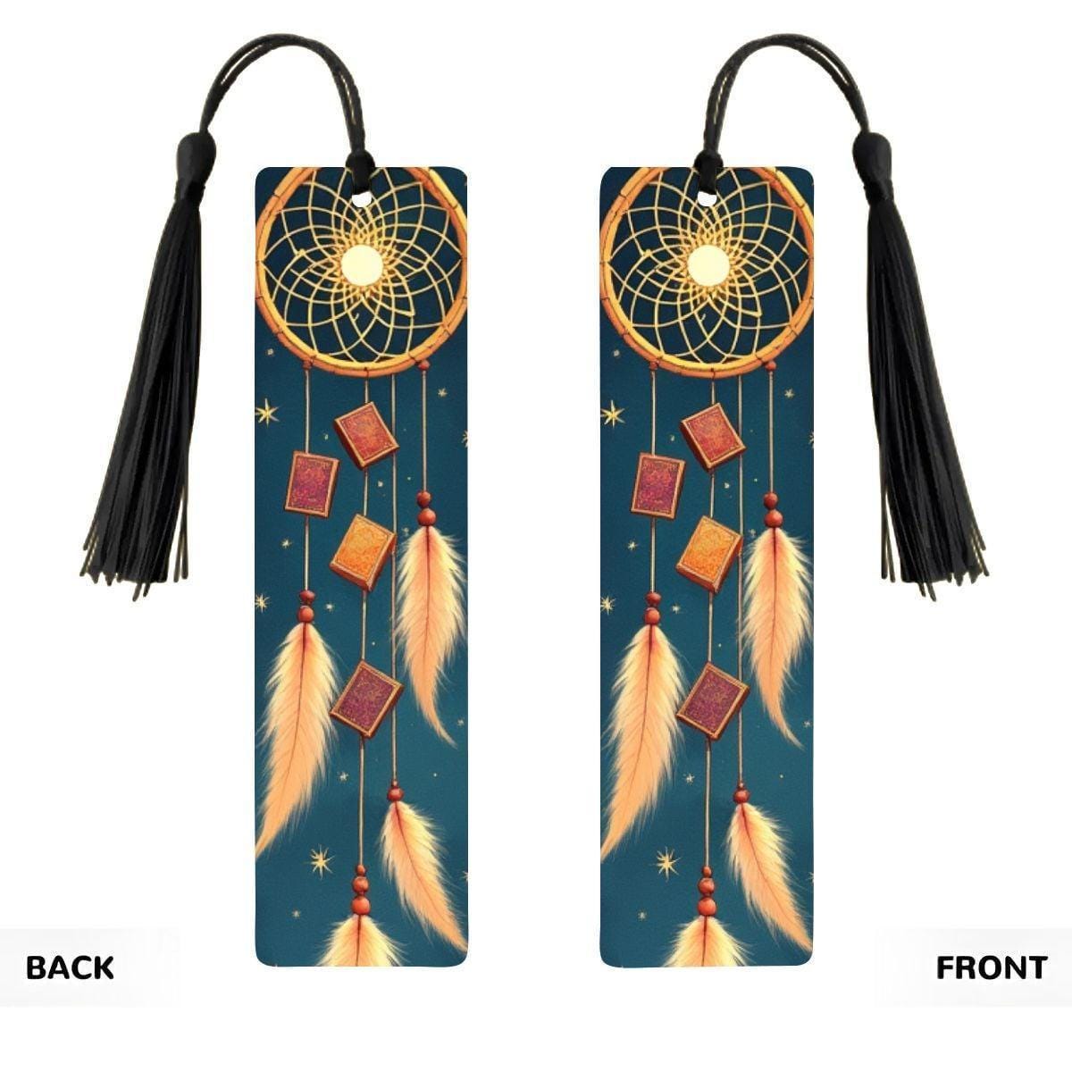 ColorFlow | Golden Dreamcatcher Feathers Metal Bookmark Boho Celestial Book Lover Gift | Optional Personalization