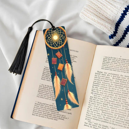 ColorFlow | Golden Dreamcatcher Feathers Metal Bookmark Boho Celestial Book Lover Gift | Optional Personalization