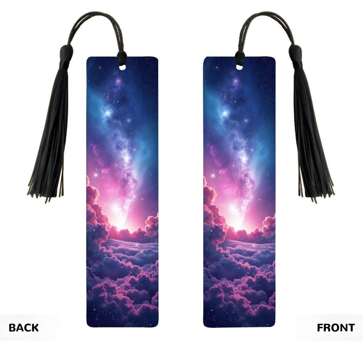 ColorFlow | Milky Way Galaxy Metal Bookmark Purple Celestial Night Sky Vaporwave Reading Gift | Optional Personalization